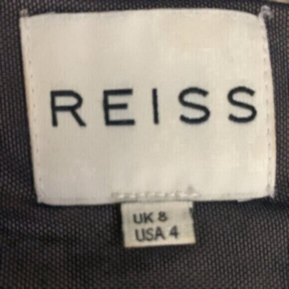 Reiss Dark Blue Lace Sheer Underlay Ruched Bodycon Midi Dress - Picture 10 of 13